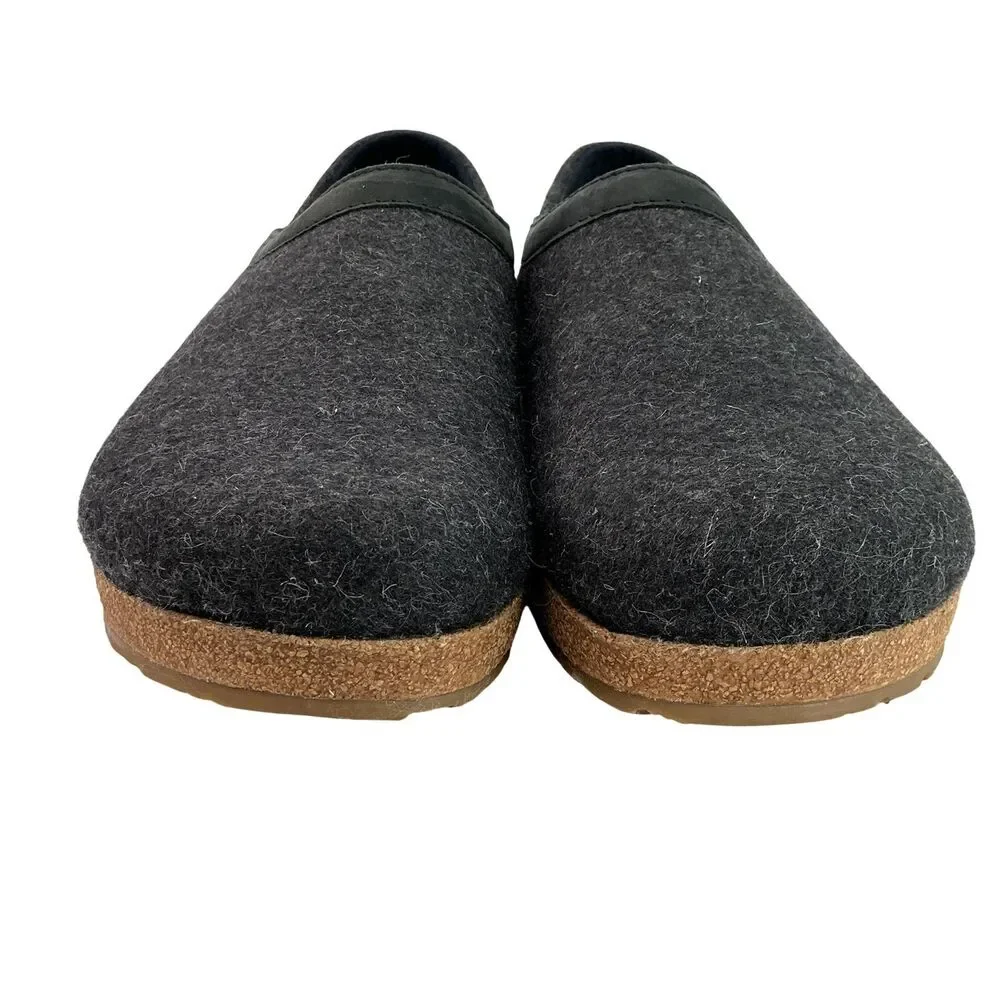 Haflinger Grizzly Torben Wool Clogs  Mens Size 42 Charcoal Slip On Cork Comfort